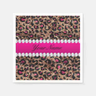 Imitate Leopard Hot Pink Rose Gold Found Diamanten Serviette