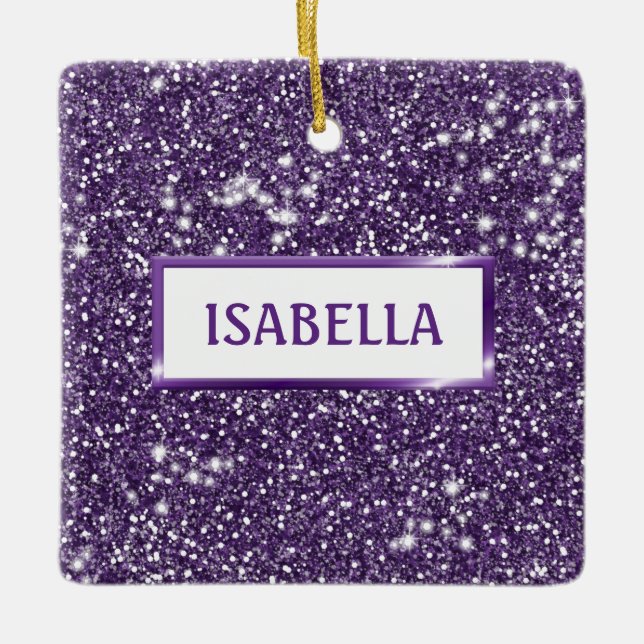 Imitate Lila Glitzer Textur mit Namen aussehen Keramikornament (Vorderseite)