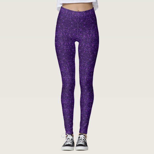 Imitate Lila Glitzer und Glamour Leggings (Vorderseite)