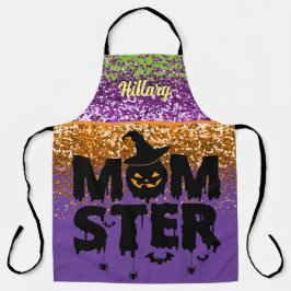 Imitate Lila Orange Glitzer Halloween Momster Schürze