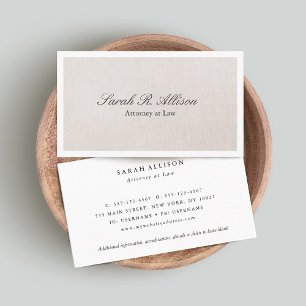 Imitate Linen Elegante Beige Business Card Visitenkarte