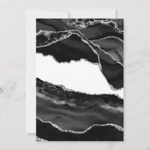 Imitate Marble Agate Schwarz-weiß Trendy Modern St Einladung