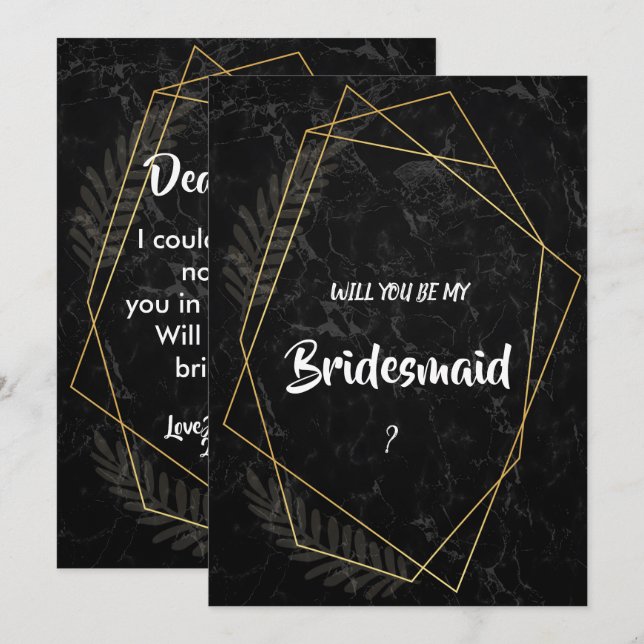 Imitate Marble Geometric Bridesmaid Einladung (Vorne/Hinten)