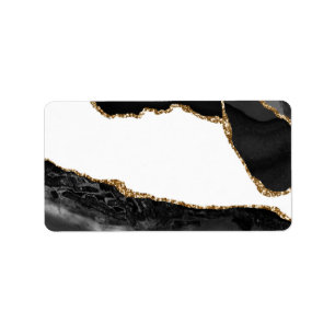 Imitate Marbled Agate Black Stylish Stone Luxury G Adressaufkleber