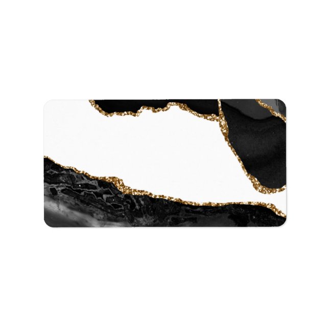 Imitate Marbled Agate Black Stylish Stone Luxury G Adressaufkleber (Vorne)