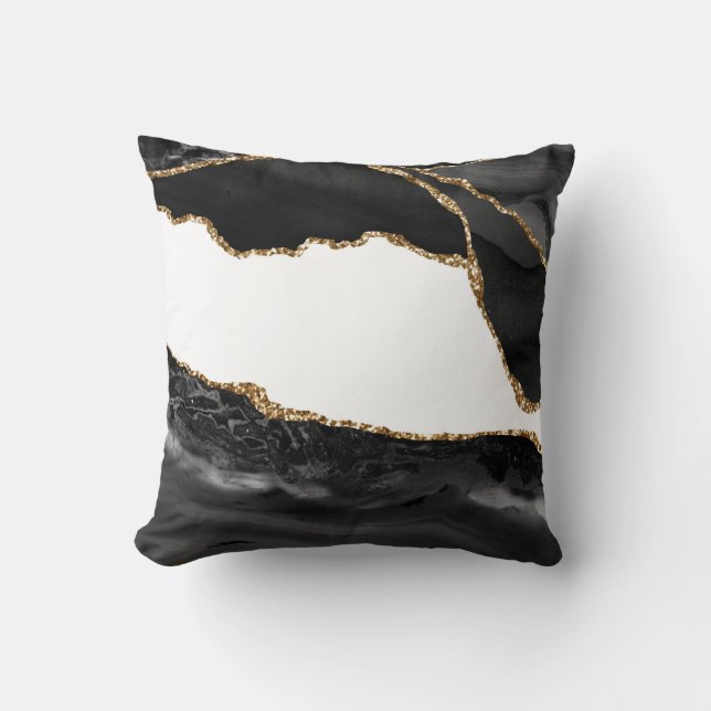 Imitate Marbled Agate Black Stylish Stone Luxury G Kissen (Vorderseite)