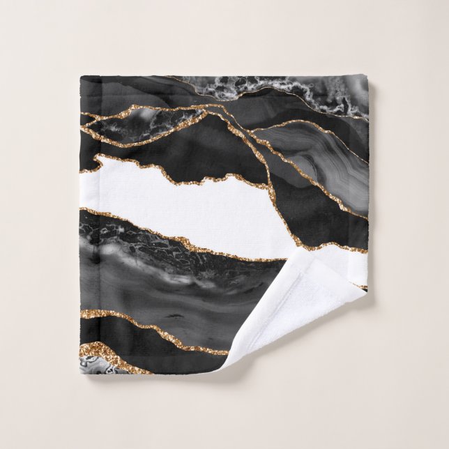 Imitate Marbled Agate Black Stylish Stone Luxury G Waschlappen (Waschlappen)