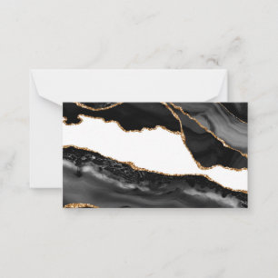 Imitate Marbled Agate Black Stylish Stone Luxury Mitteilungskarte