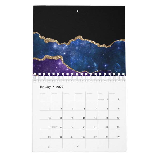 Imitate Marbled Agate Stone Galaxy Funkelnd Schluc Kalender (Jan 2027)