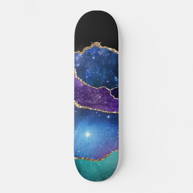 Imitate Marbled Agate Stone Galaxy Funkelnd Shinti Skateboard (Vorderseite)