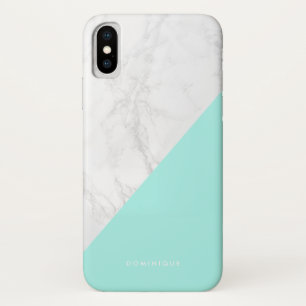 Imitate Marmor mit Aqua Accent Moderne Personalisi iPhone X Hülle