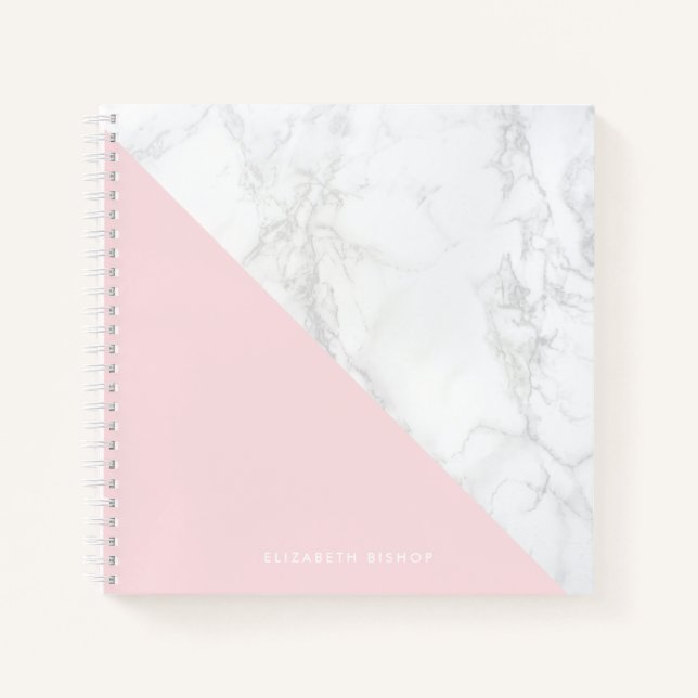 Imitate Marmor mit Rosa Akzent Personalisiert Notizbuch (Vorderseite)