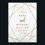 Imitate Marmor und Kupfer geometrische Hochzeit ei Einladung<br><div class="desc">Diese zeitgenössischen Einladungen für Hochzeiten mit weißem Marmorhintergrund und geometrischen Imitaten aus Kupfer sorgen für ein edles,  modernes Aussehen.</div>