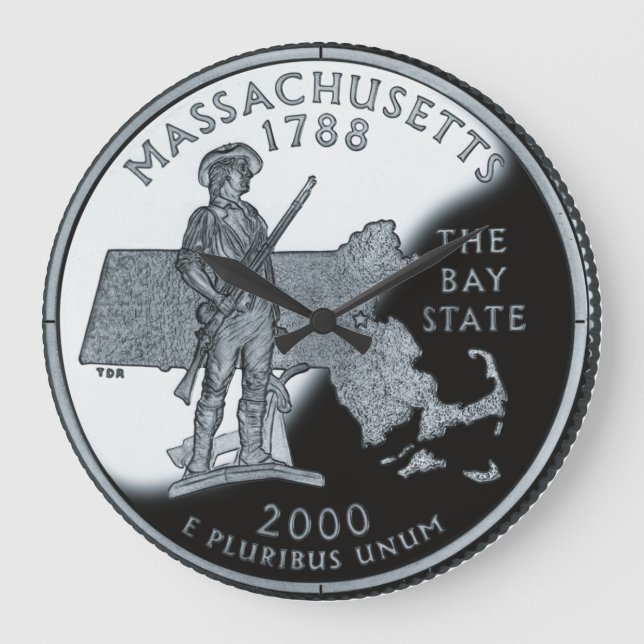 Imitate Massachusetts Staat Quarter Clock Große Wanduhr (Vorderseite)