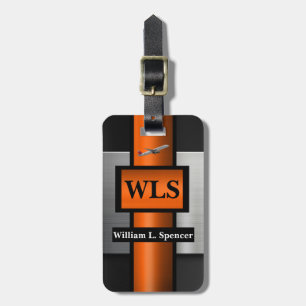 Imitate Metal Orange Black Gray Monogram Gepäckanhänger