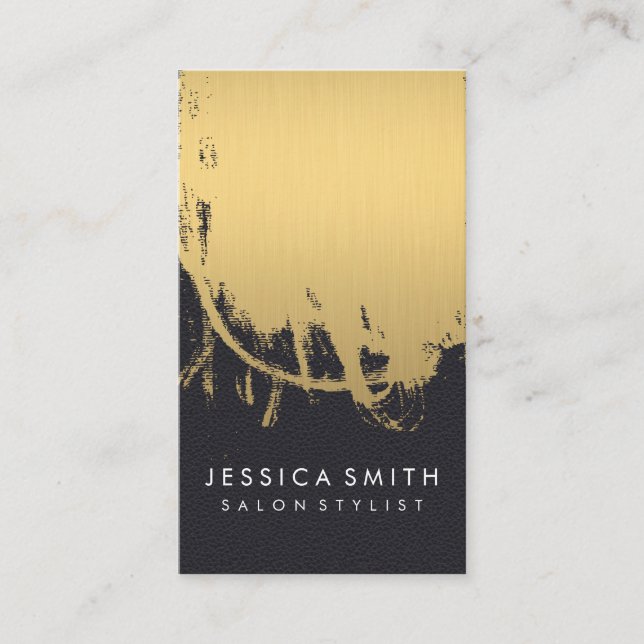 Imitate Metallic Gold Brushleder Print Visitenkarte (Vorderseite)