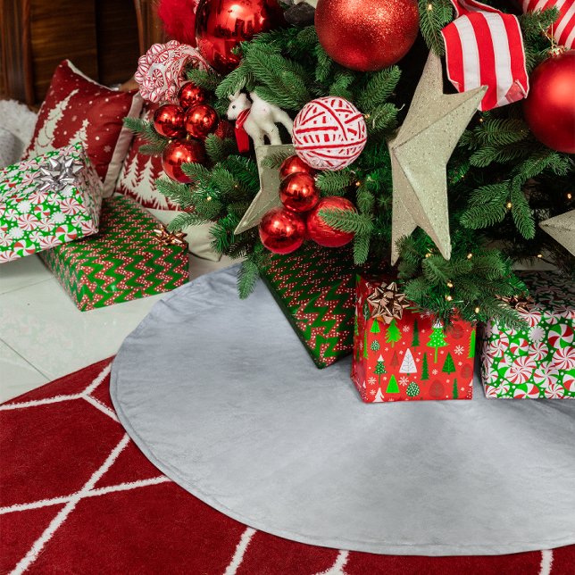 Imitate Metallisch Silber Grau Gradient Polyester Weihnachtsbaumdecke (Faux Metallic Silver Grey Gradient Brushed Polyester Tree Skirt)