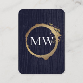 Imitate Metallisches Gold Velvet Blau mit Monogram Visitenkarte