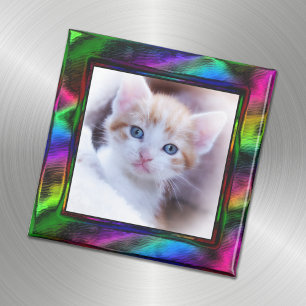 Imitate Metallisches Rainbow-Border-Foto Magnet