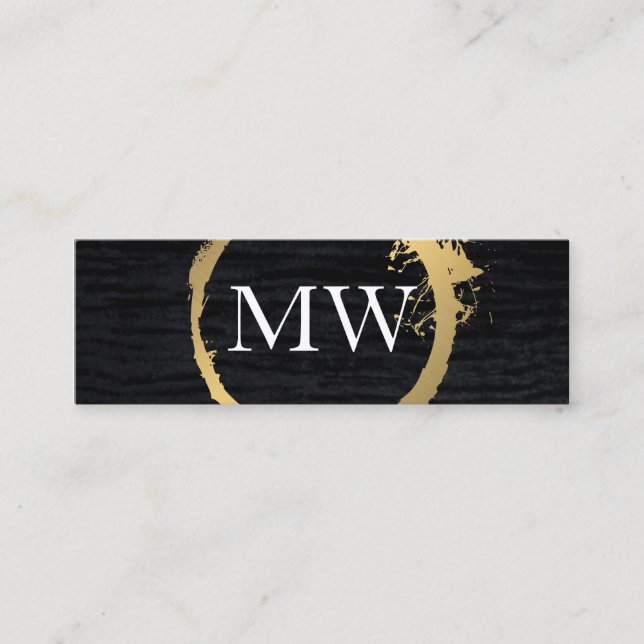Imitate Metallisches Velvet Schwarz mit Monogramm Mini Visitenkarte (Vorderseite)