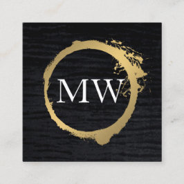 Imitate Metallisches Velvet Schwarz mit Monogramm Quadratische Visitenkarte