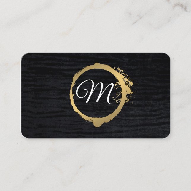 Imitate Metallisches Velvet Schwarz mit Monogramm Visitenkarte (Vorderseite)