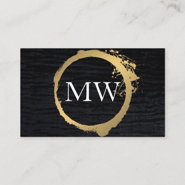 Imitate Metallisches Velvet Schwarz mit Monogramm Visitenkarte (Vorderseite)