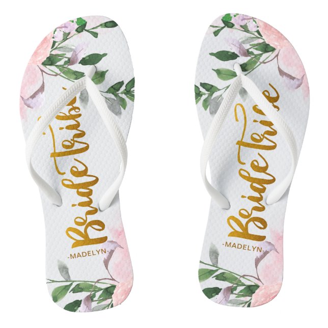 Imitate mit Blumen und Namen Flip Flops (Fußbett)