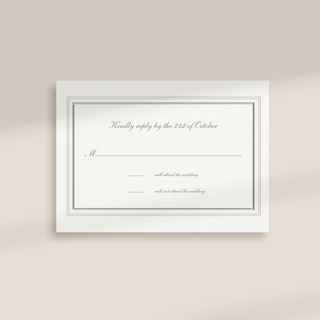 Imitate mit der Embossed Frame Pearl Formal Weddin (formal traditional elegant calligraphy wedding rsvp card faux embossed frame pearl classic)