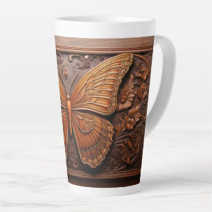 Imitate mit Embossed Wood, Paisley und Blume Milchtasse