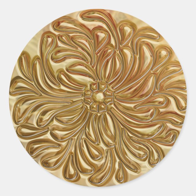 Imitate mit Gold-Design-Siegel Runder Aufkleber (Vorderseite)