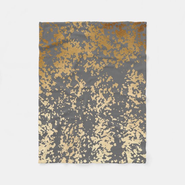 Imitate mit goldfarbenen und grauen Pinselstrichen Fleecedecke (Vorderseite)