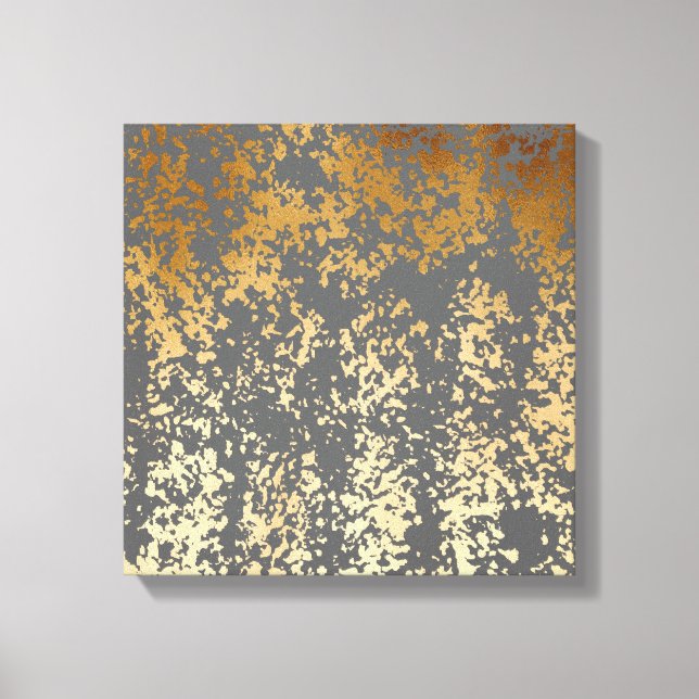 Imitate mit goldfarbenen und grauen Pinselstrichen Leinwanddruck (Vorderseite)