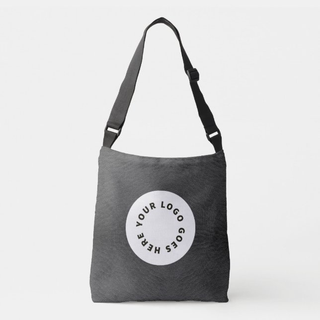 Imitate mit schwarzem Leder und Logo Tragetaschen Mit Langen Trägern (Vorderseite)