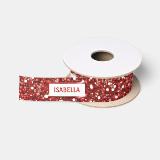 Imitate mit Textur aus rotem Glitzer Satinband