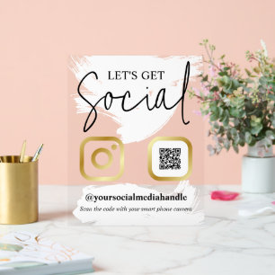 Imitate mit weißen Pinselstrichen Gold Soziale Vor Acrylschild