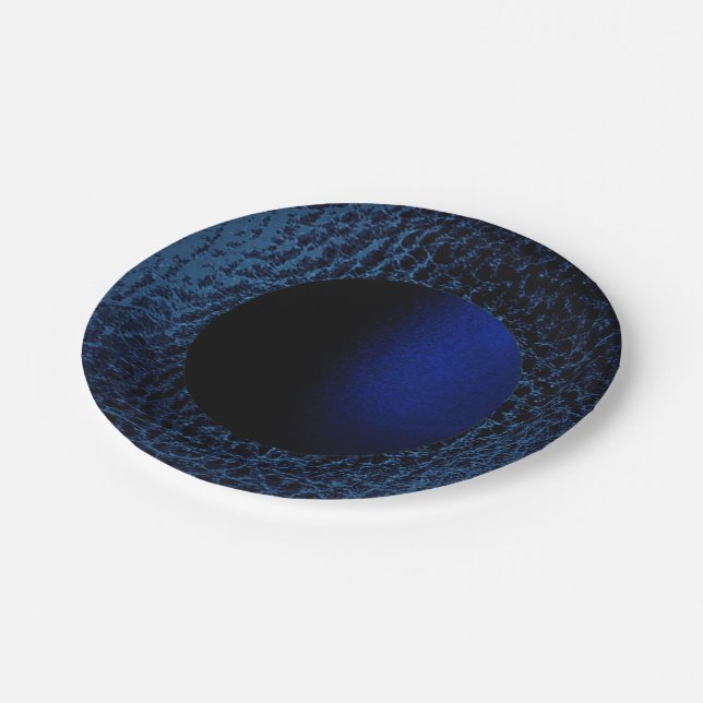 Imitate Mitternachtsblau Papier Teller-Design 2 Pappteller (Schrägansicht)