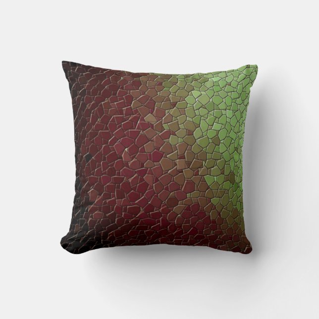 Imitate Mosaic Burgandy Green Hue Kissen (Vorderseite)