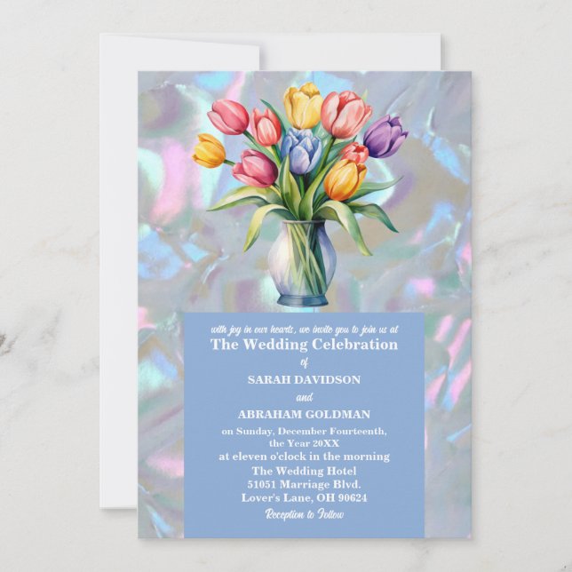 Imitate Mutter Perle-Iridescent-Hochzeit Einladung (Vorderseite)