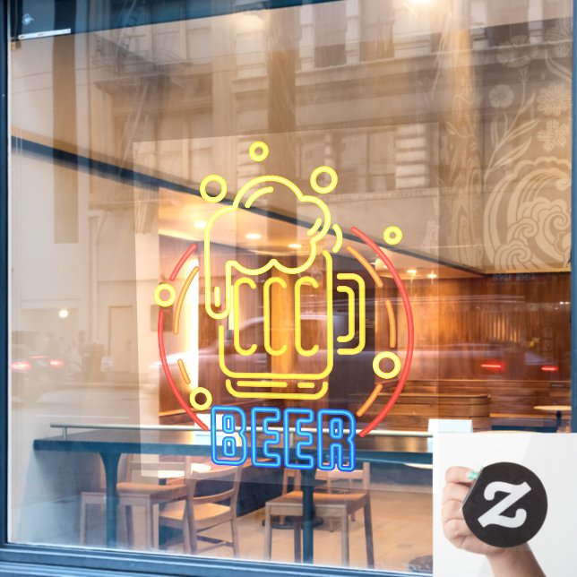 Imitate Neon Beer Stein Foam Generic Fensteraufkleber (Café-Fenster)