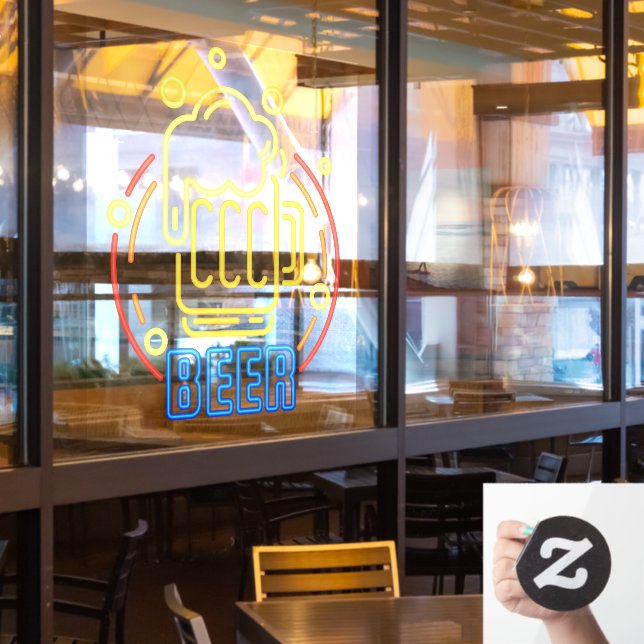 Imitate Neon Beer Stein Foam Generic Fensteraufkleber (Restaurantfenster)