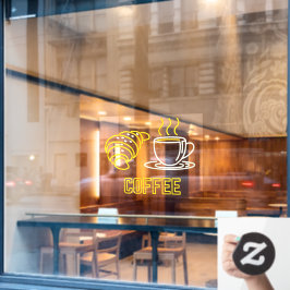 Imitate Neon Coffee and Croissant Sign Window Fensteraufkleber