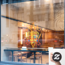 Imitate Neon Hot Pizza Flames Restaurant