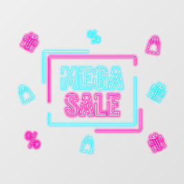 Imitate Neon Mega Sale Business Fensteraufkleber