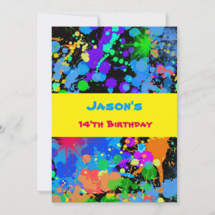 Imitate Neon, Paint Spritzer, Einladung zum Geburt