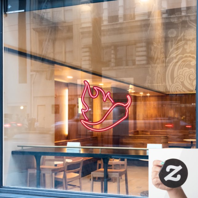 Imitate Neon Red Chili Pepper Red Flame Fensteraufkleber (Café-Fenster)