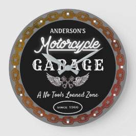 Imitate NeonGarage Name Seit Dattelkette Schwarz   Große Wanduhr