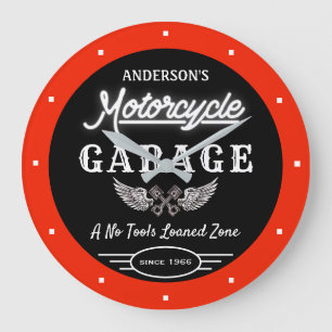 Imitate NeonGarage Name Seit Datum Orange Schwarz Große Wanduhr