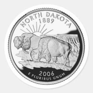 Imitate North Dakota Staat Quarter Runder Aufkleber