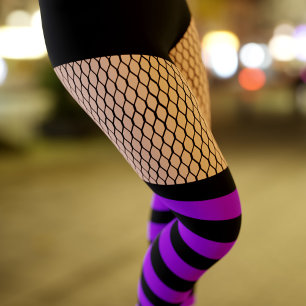 Imitate OTK Lila gestreifte Socken Fishnet Legging Leggings